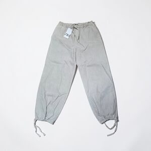 Zara Light Khaki Drawstring Tie-Hem Joggers